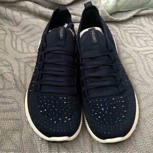Aetrex Womans Navy Blue Rhinestone Sneakers